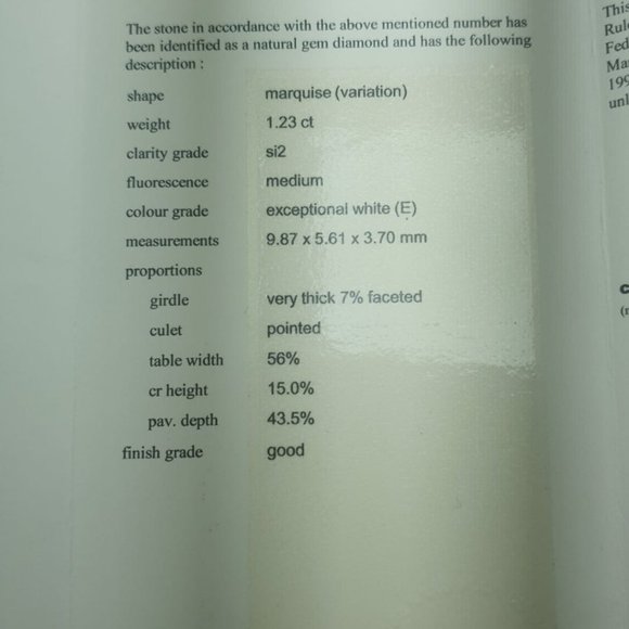 Marquise Diamond Pendant 14K Yellow Gold 1.23 Ct E Si2 Hrd C47200114 - Picture 3 of 4